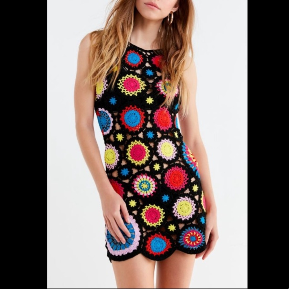 NWOT UO Crochet High-Neck Mini Dress